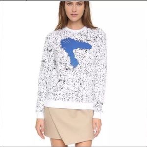 Carven Abstract Art Sweatshirt W/Ribbed Neck, Hem, Cuffs Cotton Size Large